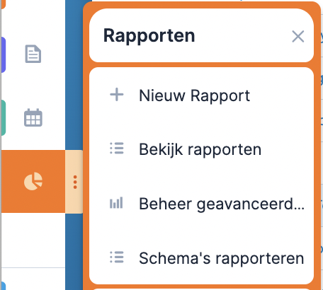 CRM rapportage menu